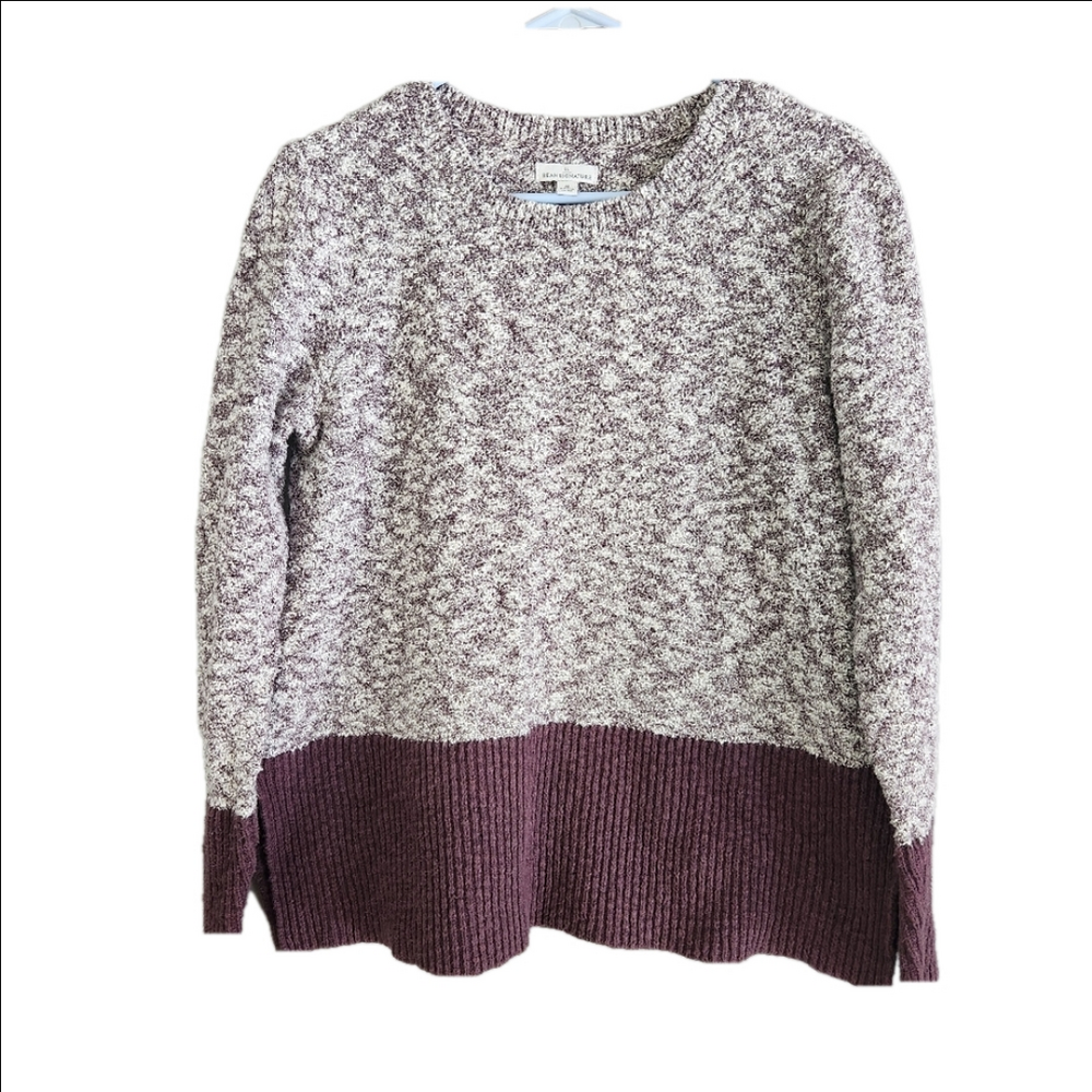 LL Bean Signature woman's Crewneck Sweater size medium plum purple and grey
